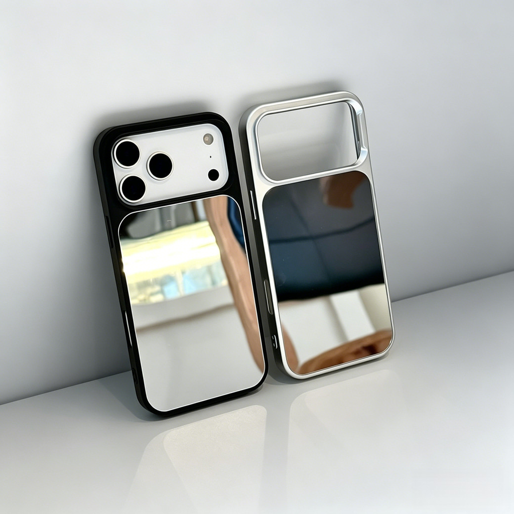 Ốp điện thoại bề mặt gương bạc đơn giản cho iPhone 17 Pro Max 17 16 15 14 13 ốp lưng iphone