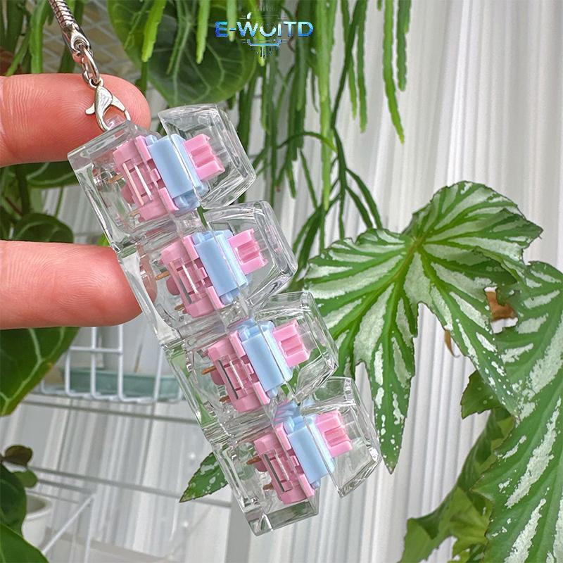 E-WOITD 4 phím Công tắc chìa khóa Móc khóa Máy kiểm tra trục LED Fidget Nút Keycap Đồ chơi Bàn phím cơ Máy kiểm tra trục Giảm căng thẳng Móc khóa Quà tặng E-WOITD