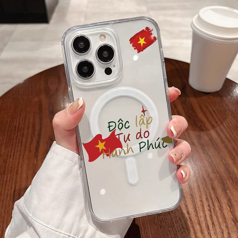 Ốp lưng iPhone trong suốt hỗ trợ sạc không dây từ tính - iP 7/8/X/XS/XR/11/12/13/14/15/16/17/Plus/Air/Pro/Max