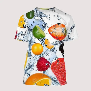 Unisex Nhanh Khô Áo Thun Thường Ngày Họa Tiết Trái Cây Mùa Hè 3D In Tee, Dạo Phố Hàng Ngày