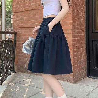 [MIZIQI] Váy bánh lưng co giãn mùa hè, Váy bỏ túi đi lại xếp li