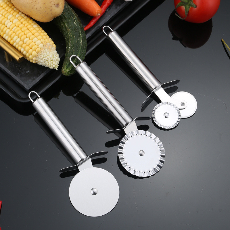 Gia Đình Thép Không Gỉ Con Lăn Bánh Đơn Pizza Đa Năng Bánh Xe Đôi Phô Mai Pizza Cắt Dụng Cụ Nướng Bánh