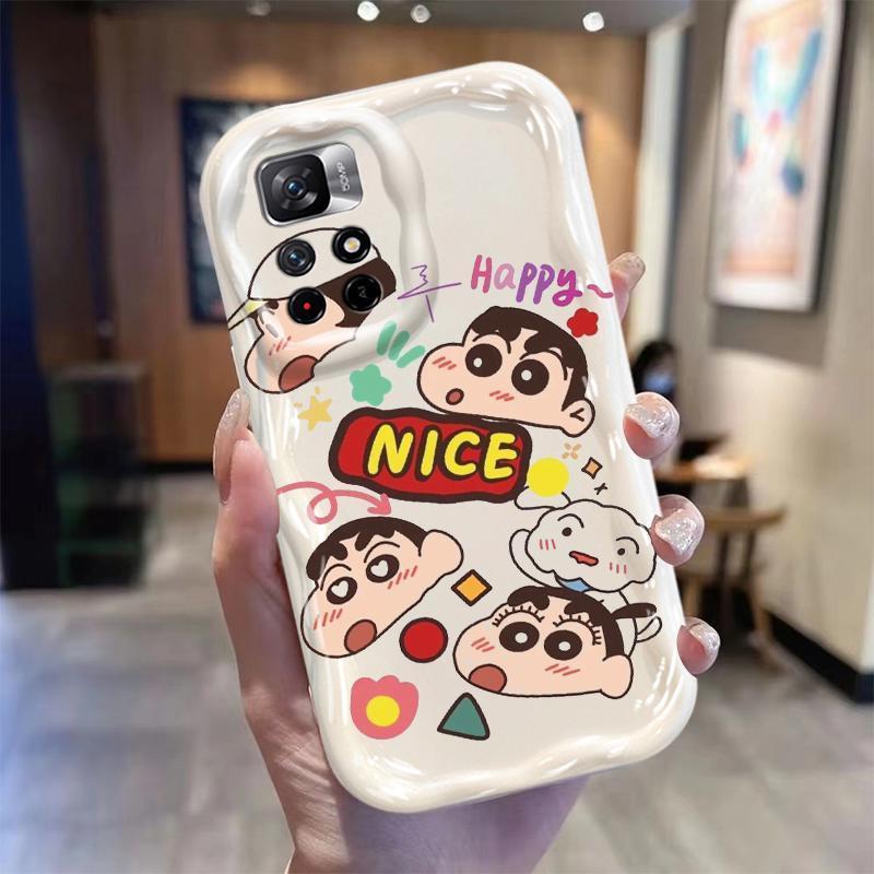 Vỏ silicon hoạt hình cho Redmi Note 11 11S 12 Pro 4G 3D Phụ kiện hoạt hình TPU mềm Crayon Shin chan Vỏ điện thoại