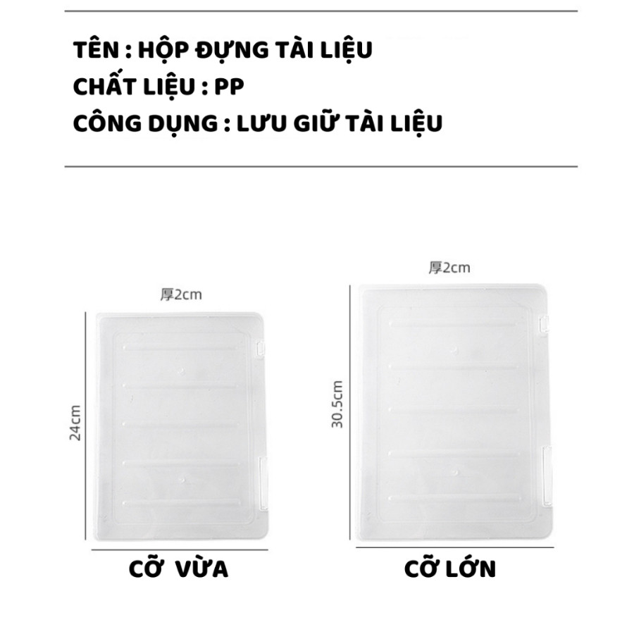 Hộp Đựng Tài Liệu A4 HomeMate Trong Suốt Có Khóa Cài, Hộp Lưu Trữ Giấy Tờ Chống Bụi Chống Ẩm Để Bàn Văn Phòng