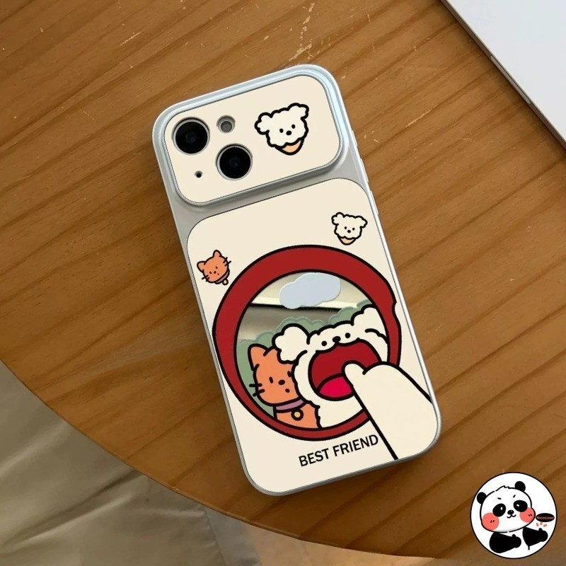 Ốp Điện Thoại Gương Chú Chó Con Dễ Thương Cho Redmi Note 15 14 13 12 12T 11 11T Pro Plus 11S 10 Pro A5 A4 A3 Turbo 5 Max 4 Pro 5G 4G Vỏ Sang Trọng Hoạt Hình Mèo Chó Ins Phong Cách Vỏ Mềm
