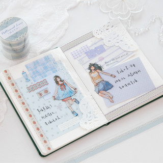 ENWEI 15mm * 2m 1 Cuộn [Huayang Fantasy Dream Series] Váy kẻ sọc thơm mùa xuân hoa PET Băng Washi cho tạp chí Album ảnh Nhãn dán trang trí viền