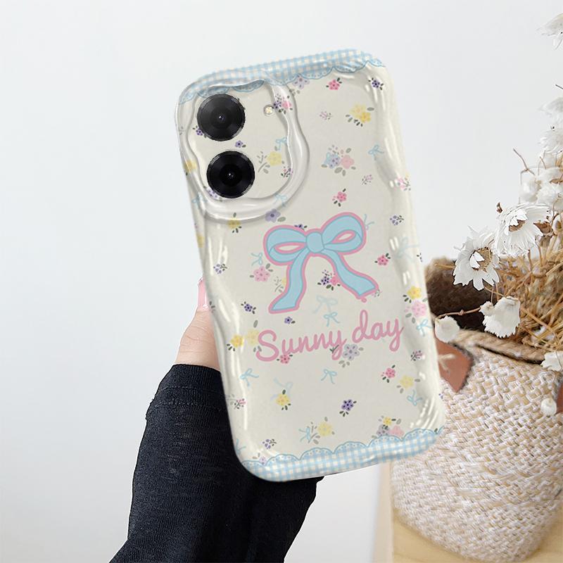 Vỏ Cho Redmi A5 POCO C71 Vỏ Kem Hoạt Hình Nơ Cặp Đôi Mềm TPU 3D Sóng Silicon Vỏ Điện Thoại