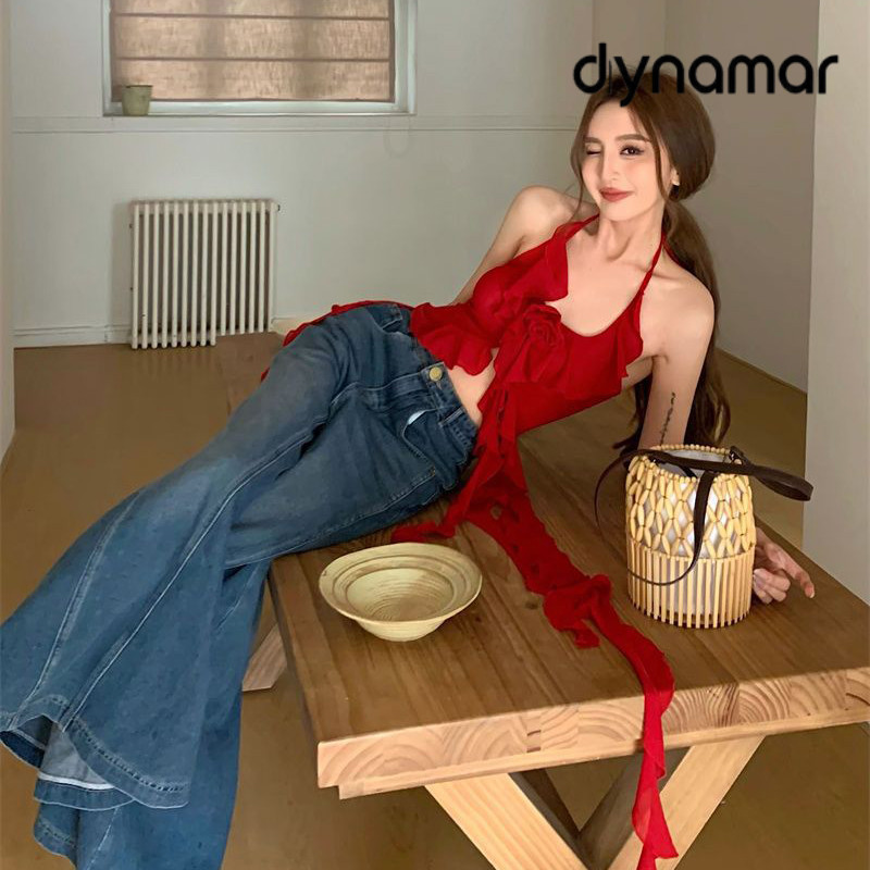 【dynamar】Áo lót cổ nơ buộc dây, áo hai dây in họa tiết da báo dành cho nữ, áo thun co giãn eo.