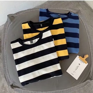Áo thun nam nữ sọc cotton nguyên chất cao cấp đường phố cổ điển