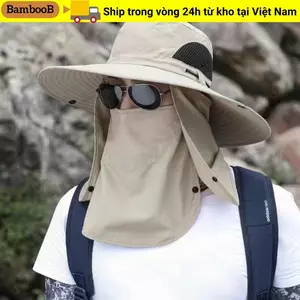 Mũ chống nắng BAMBOOB, Mũ làm việc nông nghiệp bảo vệ 360 độ chống tia cực tím, Bán chạy Mặt có thể tháo rời thoáng khí Bảo vệ cổ Mũ đi biển Quà tặng