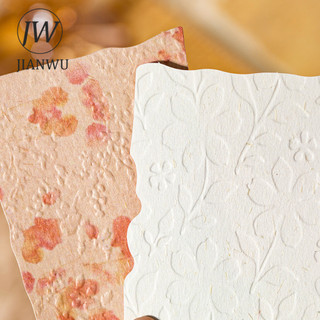 JIANWU Giấc Mơ Cũ Letterhead Series Vintage Cứu Trợ Phong Cảnh Cắt Kéo Thêu Sò Chất Liệu Giấy Sáng Tạo Rác Tạp Chí Văn Phòng Phẩm