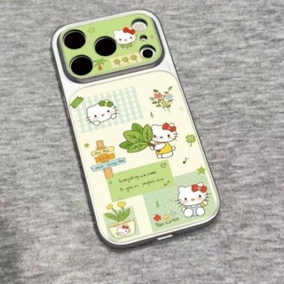 Dành Cho IPhone 17 16 15 14 Plus 13 12 11ProMax X XR XS Dễ thương màu xanh lá cây KT mèo trường hợp điện thoại
