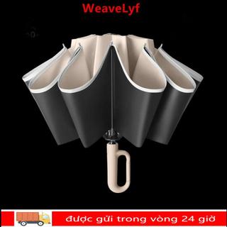 Ô gấp ngược WEAVELYF, Ô UV sọc phản quang chống gió gia cố, Tay cầm Carabiner Ô dù hoàn toàn tự động