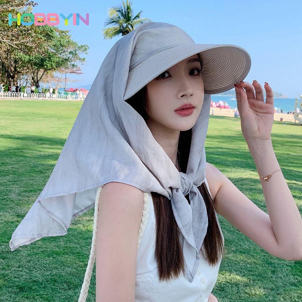 Mũ chống nắng HOBBYIN, Mũ trùm đầu dây đeo bảo vệ cổ, Tấm che nắng chống nắng chống tia cực tím hợp thời trang