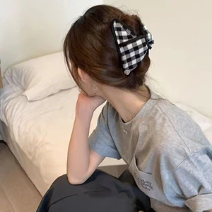 Thời Trang Pháp Houndstooth Tam Giác Vuốt Tóc Kẹp Chất Lượng Cao Lưng Bun Kẹp Tóc Nữ