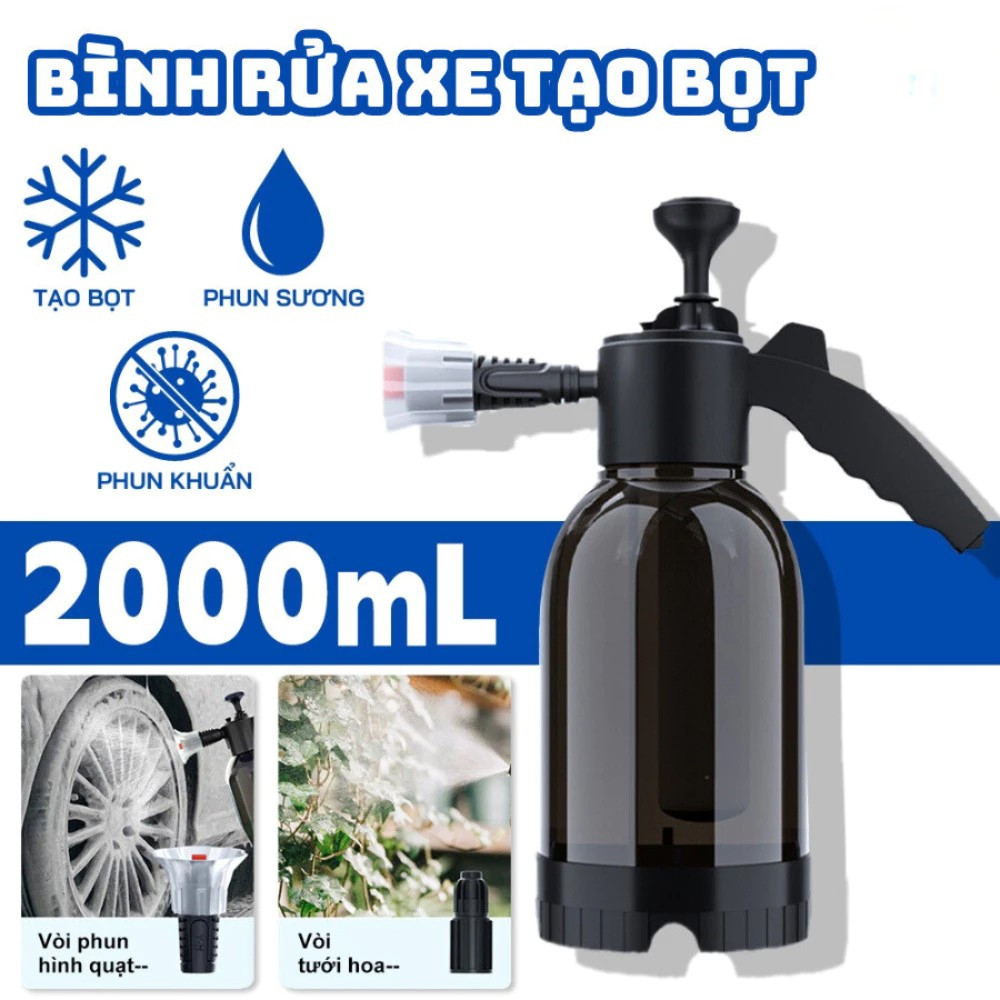 Bình Xịt Tạo Bọt Tuyết Rửa Xe HomeMate 2L – Bình Phun Bọt Cầm Tay Kèm Đầu Chống Gió, Bình Tưới Cây Đa Năng