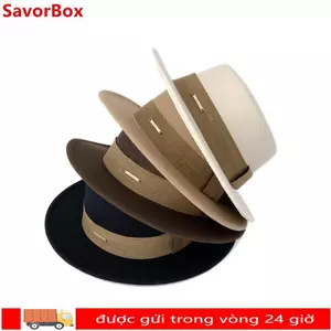 Mũ SAVORBOX dành cho nữ, Mũ nỉ phẳng thanh lịch trang trọng, Mũ Fedora cổ điển ấm áp có thể điều chỉnh thời trang mùa đông