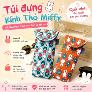 Hộp đựng kính râm Miffy đáng yêu, vỏ bọc tròng kính bằng cotton, khóa từ tính di động, chống trầy xước.