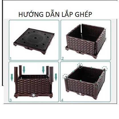 Chậu nhựa lắp ghép trồng cây 40x40x22cm, sang trọng, đẹp, tiện lợi, bền 5-7 năm