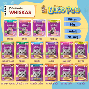 Pate Whiskas [ 80g ] có đủ 12 Vị => Thức ăn ướt cho Mèo con và Mèo trưởng thành //__ __