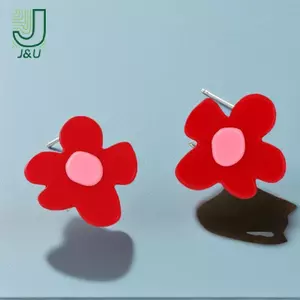 <![J & U-T] Bông tai hoa acrylic đỏ - Phù hợp cho các nàng trong kỳ nghỉ hè<![CDATA[ / ]]>Món quà trang sức quyến rũ]]>
