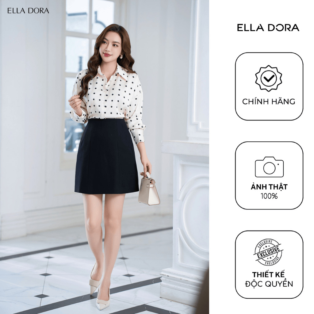 Áo sơ mi nữ ELLA DORA thiết kế họa tiết chấm bi dáng chuẩn thanh lịch phong cách công sở [SM108]