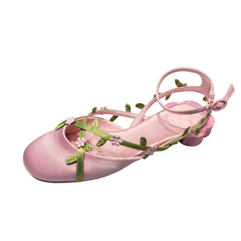 2 Màu Kích Thước Lớn 34-43 Mũi Sandal Nữ Gót Dày Nơ Chữ Thập Dây Đeo Mary Jane Ngọt Ngào Cổ Tích Phong Cách Hẹn Hò Mùa Hè Đi Làm 49LT