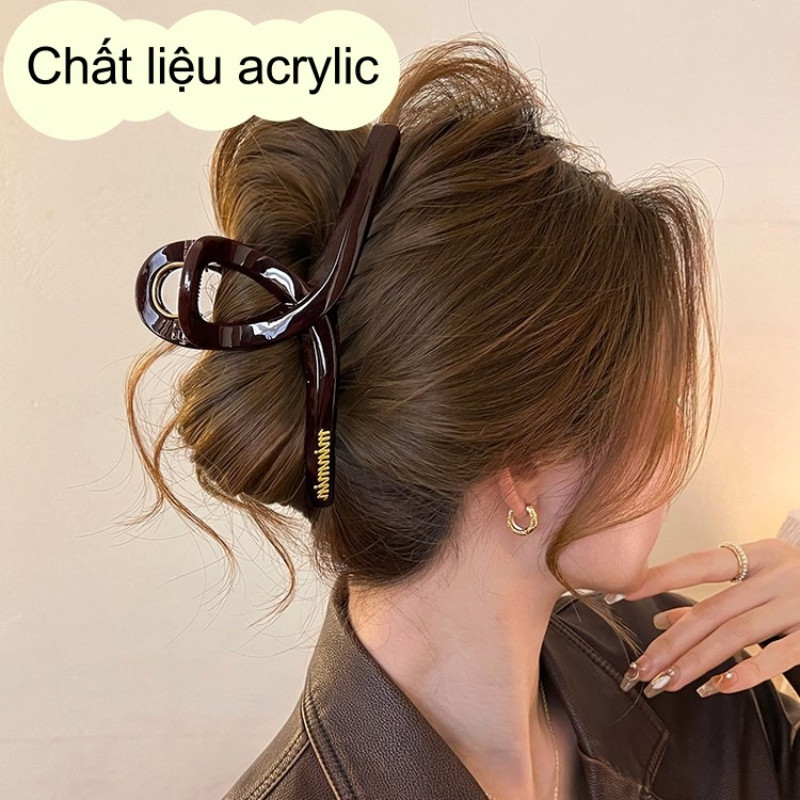 Kẹp tóc lớn 15cm, kẹp cá mập acrylic, an toàn chống trượt cho tóc dày, lò xo siêu mạnh, phong cách Hàn Quốc