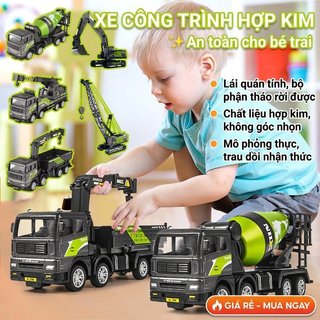 Hợp Kim Cần Cẩu Xe Tải Đồ Chơi Quán Tính Đổ Xe Tải Abs Nhựa Trẻ Em Xây Dựng Playset