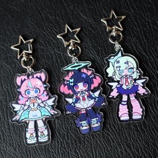 Zenless Zone Zero Chibi Anime Acrylic Keychain with Star Charm Angel of Delusion Fan Gift