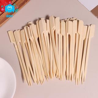 HGY 100 Chiếc 12CM Tre BBQ Xiên Hamburger Trang Trí Tre Sti Dùng Một Lần Thịt Nướng Nĩa Đảng Đuôi Buffet Thịt Dụng Cụ Trái Cây EEE
