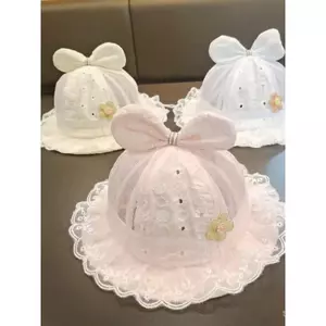 Mũ Nón Vải Xô Hoạ Tiết Hoa Nơ Phù Hợp Bé Gái Từ 6 Đến 12 Tháng