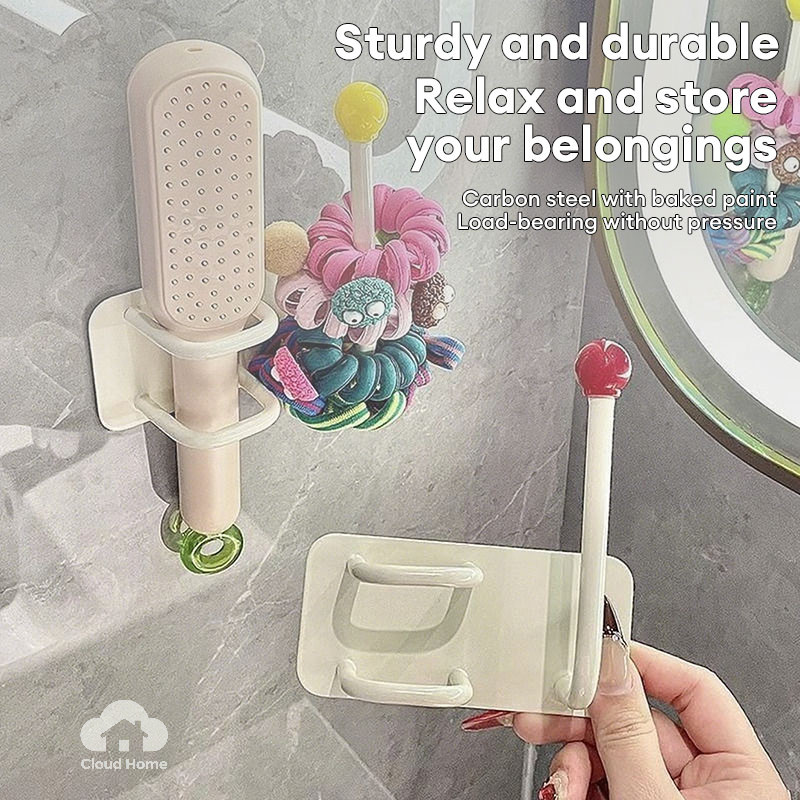 🌤️COD🌤️Dây buộc tóc Băng đô Móc treo đồ trang sức Phòng tắm Giá lưu trữ lược treo tường không cần đục lỗ