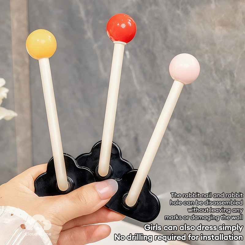 🌤️COD🌤️Móc lưu trữ băng đô, Móc treo vải treo tường hình chữ L, Giá đựng đồ nhà bếp miễn phí Dopamine Punch