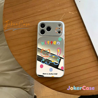 Ốp Lưng Cho IPhone 11 16 15 17 12 13 14 Pro Max 7 15 16 8 Plus XR XS MAX Bề mặt gương Graffiti mèo đầy màu sắc