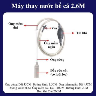 Bể Cá Sỏi Bụi Bơm Tay Nước Siphon Bể Cá Tẩy Chất Thải Van Lọc An Toàn