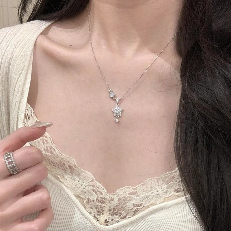 Dây chuyền nữ phong cách Hàn Quốc, đính kim cương lấp lánh, thanh lịch, ngọt ngào và đa năng.