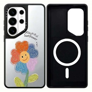 Ốp lưng Phone Case cứng gương hoa đầy màu sắc từ tính cho Samsung Galaxy S26 25 24 23 UItra S26 25 24 23 Plus Vỏ bảo vệ chống sốc