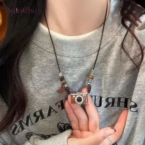 AqToCna Vintage Nâu Camera Mặt Dây Chuyền Nelace 2025 Mới Kpop Hip-Hop Đơn Giản Cá Tính Nam Nữ Punk Y2K Quyến Rũ Phụ Kiện Trang Sức AqToCna