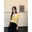 Áo len lụa băng Dopamine Ve áo thun ngắn tay mùa hè Thiết kế phong cách mới Cảm giác thời trang phù hợp