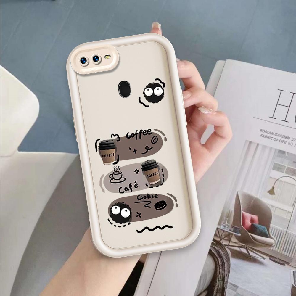 Ốp Lưng Cho OPPO A5S A7 A12 A11K Hoạt Hình Silicon Bé Gái Mềm Vỏ Điện Thoại TPU Đen Bóng Than Thiên Thần Mắt Chống Sốc Ốp Lưng