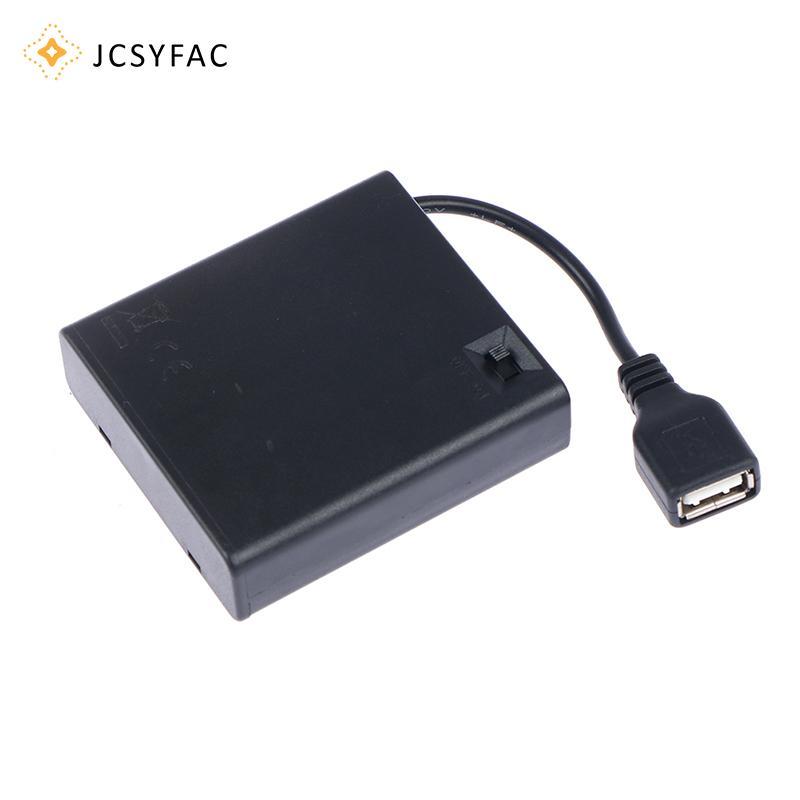 JCSYFAC 4 X AA USB Hộp Pin Cho 5V Dải Đèn USB Mini Nguồn Điện Mới