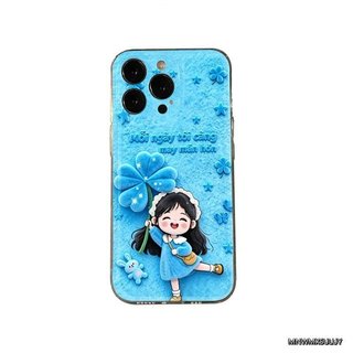 Ốp Điện Thoại Cỏ Ba Lá Bốn Lá Màu Xanh May Mắn Bé Gái Thích Hợp Cho iPhone 11promax 12promax 11 12 13 14 Pro max 15promax 15 16 17 pro max xr xs 12pro 13pro Vỏ Linh Hoạt Chống Sốc
