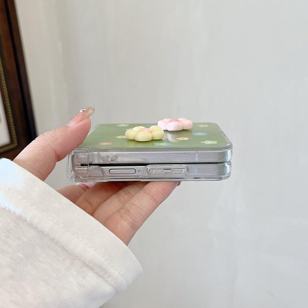 Thích Hợp Cho Samsung Galaxy ZFlip7 zflip6 Hoa Xanh Vỏ Điện Thoại Dây Gấp Vỏ Cứng Cho ZFlip 7 6 5 4 3 5G N3 Flip MixFlip 2 Vỏ Bảo Vệ