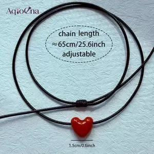 AqToCna Retro Thời Trang Dài Bện Dây Trái Tim Mặt Dây Chuyền Nelace Cho Nữ Niche Tối Giản Choker Trang Sức Quà Tặng Ngày Lễ Tình Nhân AqToCna