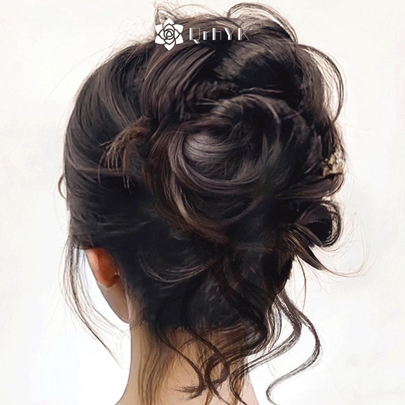 QrhYK Tổng Hợp Xoăn Bun Xộn Móng Vuốt Chignon Kẹp Tóc Co Giãn Scrunchies Hairpieces Donut Updo Tóc Miếng Dành Cho Nữ Mới