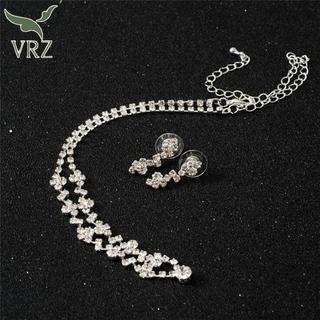 VRZ Bạc Phù Dâu Pha Lê Nelace Bộ Bông Tai Cưới Cô Dâu Trang Sức Trang Sức HOT