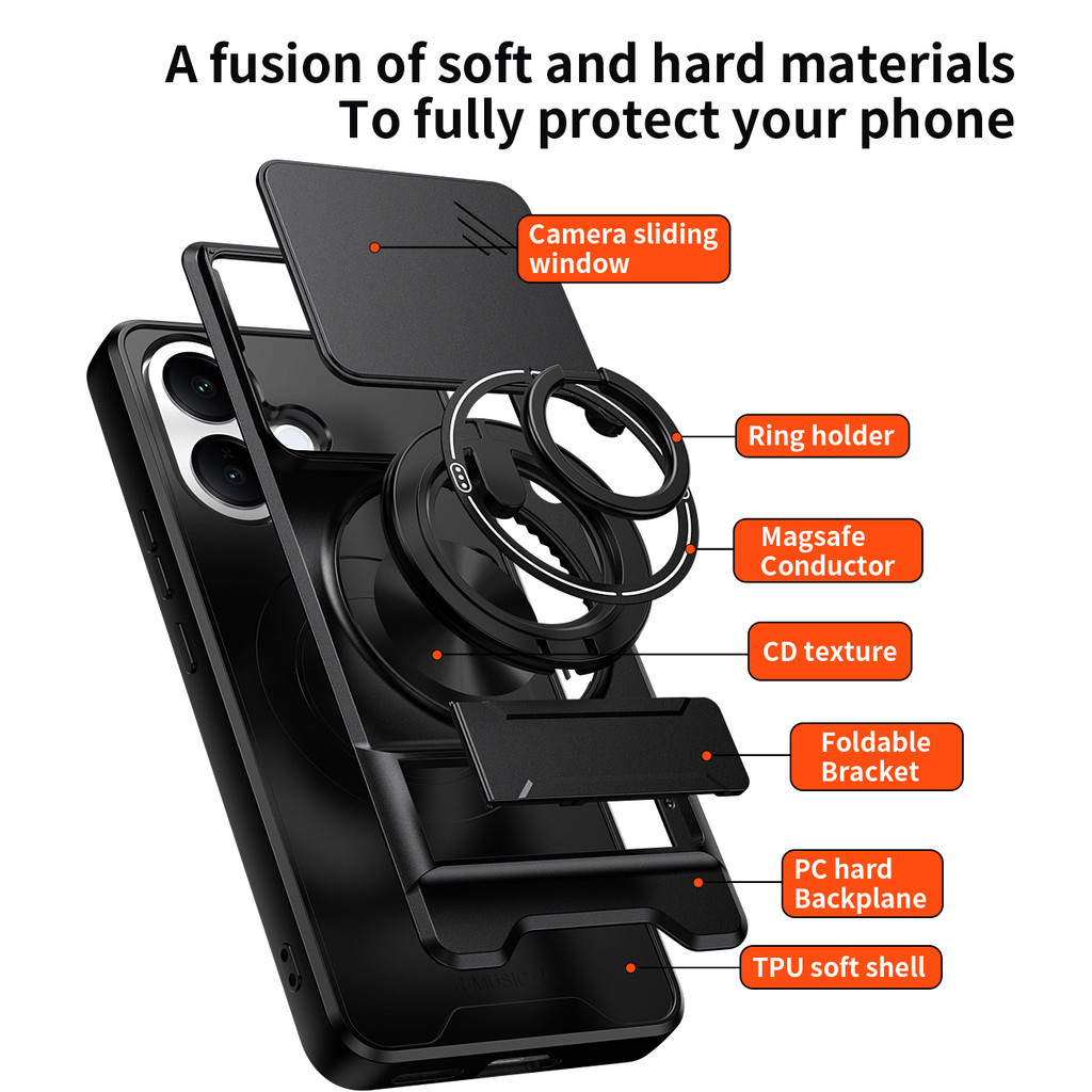 Thích hợp cho Vivo V60 Lite V50 V30 V29 V70 FE 4G 5G 360 Giá đỡ vòng Vỏ điện thoại Dây buộc có vỏ máy ảnh Vỏ gắn trên ô tô từ tính Vỏ bảo vệ toàn diện chống sốc