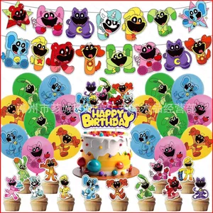ST2 Mỉm Cười Critters Chủ Đề Trẻ Em Sinh Nhật Trang Trí Biểu Ngữ Bánh topper Bóng Bay Bộ Cung Cấp TS2