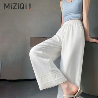 [MIZIQI] Quần dài đến mắt cá chân eo cao mùa hè dành cho nữ, Quần ren thẳng